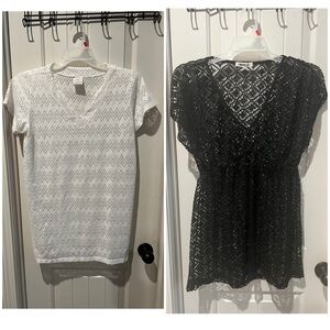 Bundle of 2 white and black swim Coverups sz large women’s